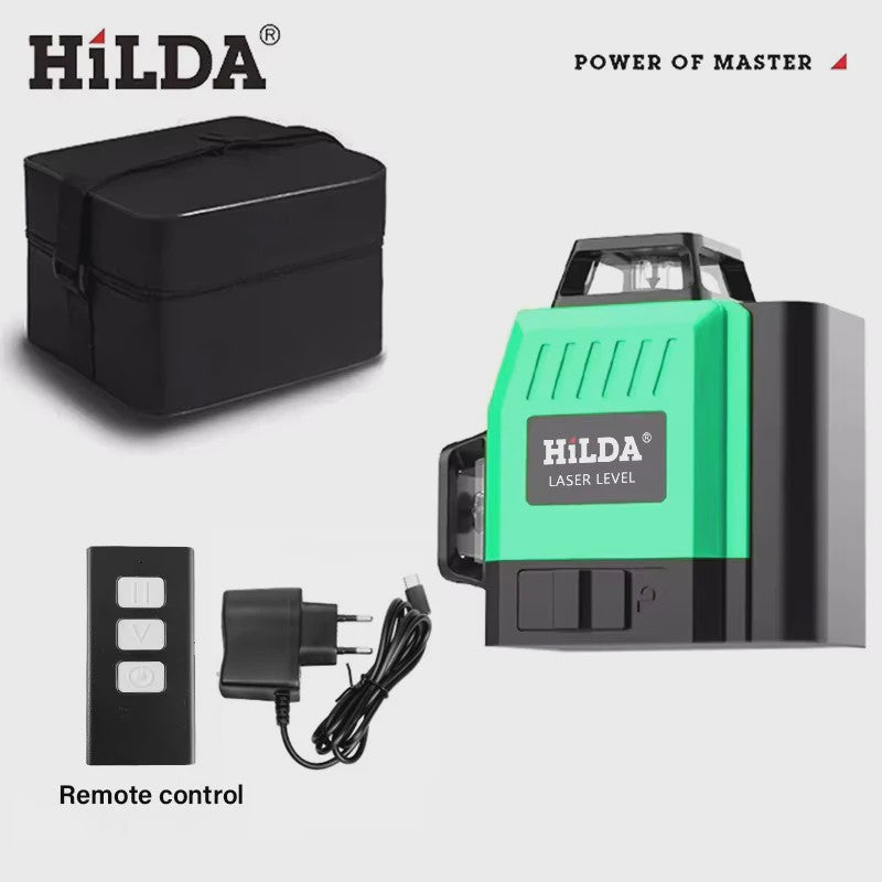 HILDA 3D Laserwaterpas met 12 Groene Lijnen - Zelfnivellerend & Draagbaar