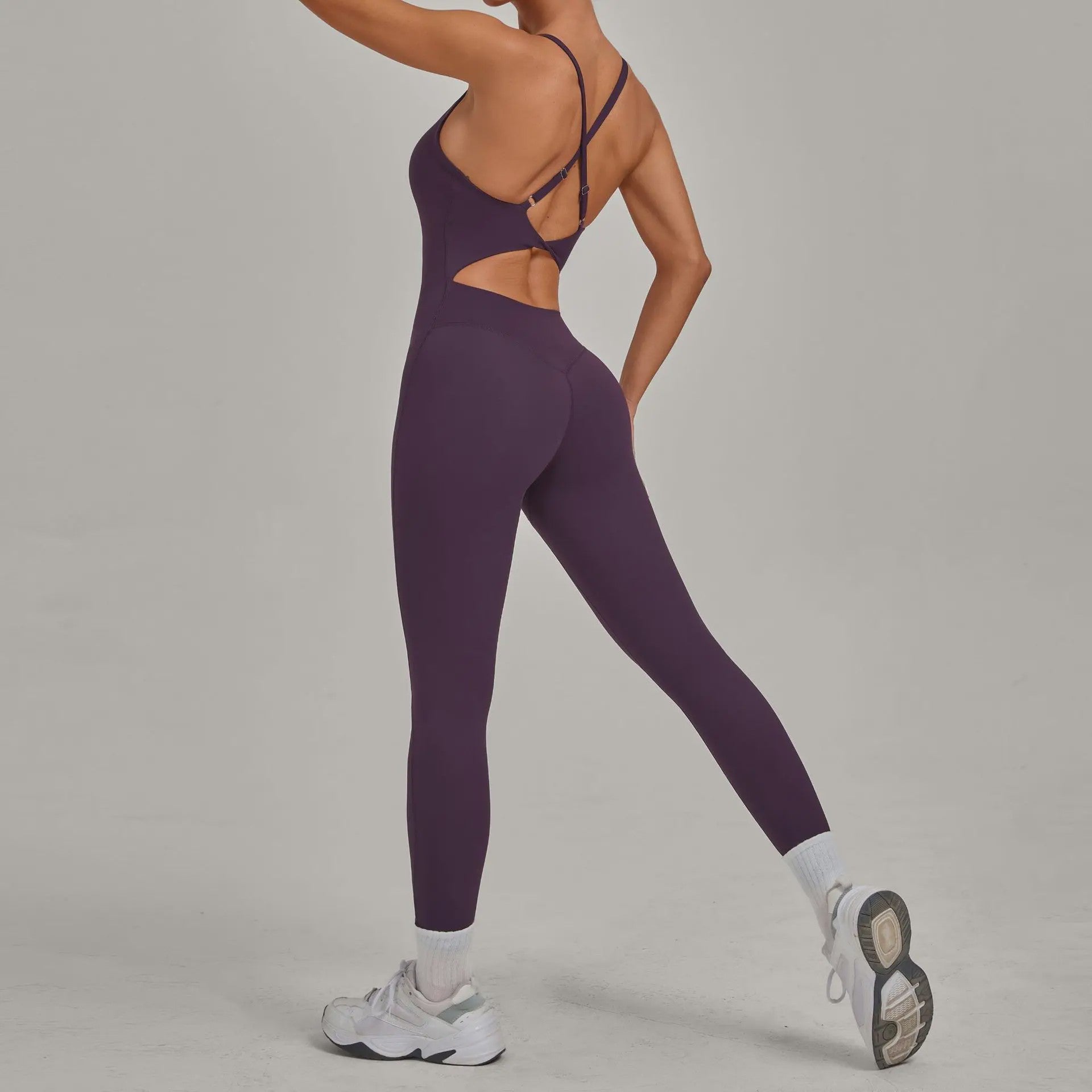 Sportieve Dames Jumpsuit met Open Rug en Kruisbanden - Perfect voor Yoga, Fitness & Zomer