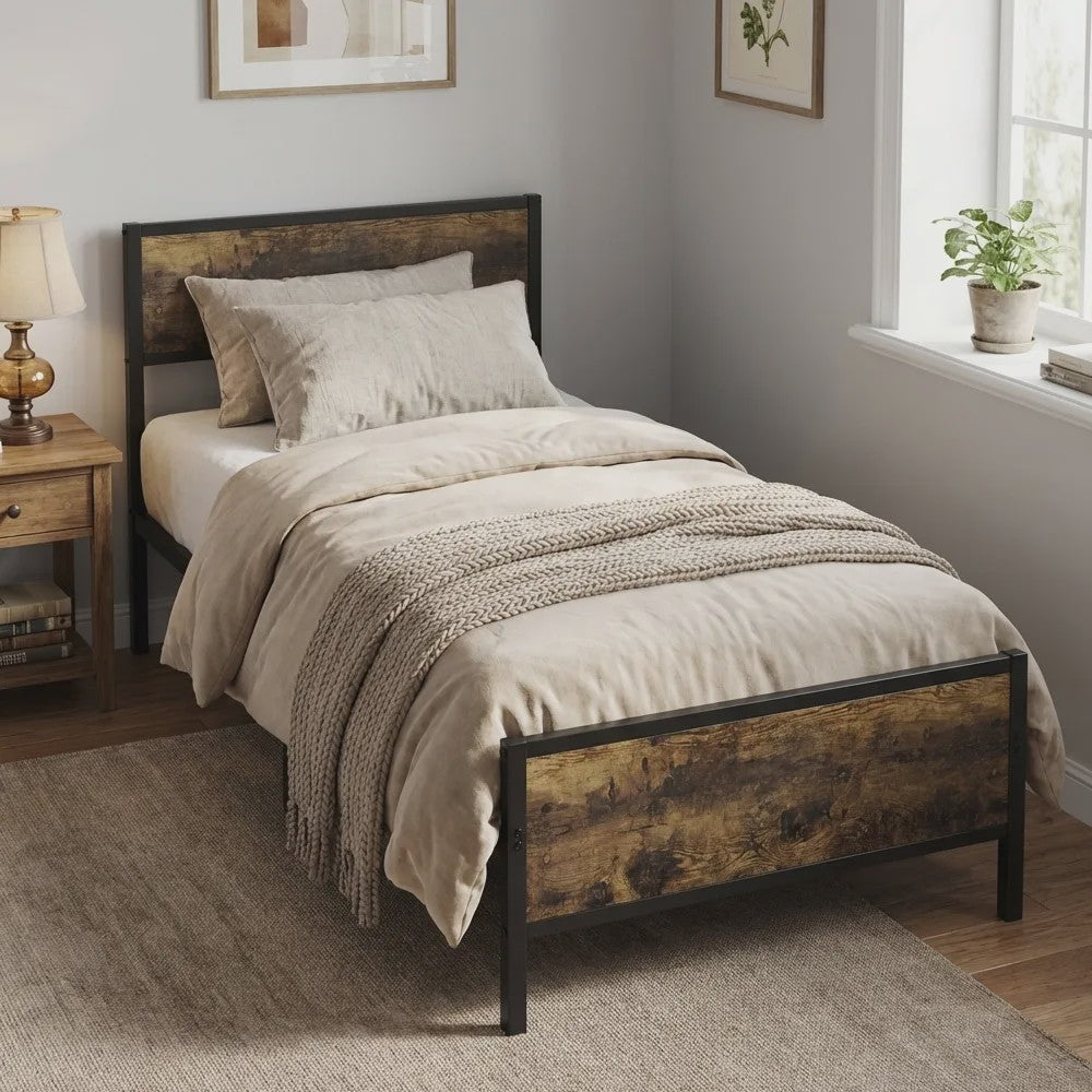 Industrieel Stalen Bedframe 90x200/140x200 cm met 27cm Vrije Ruimte - Vintage Design