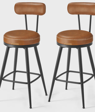 Set van 2 Draaibare Barkrukken met Rugleuning – Keuken & Bar – Kunstleer met Stiksels