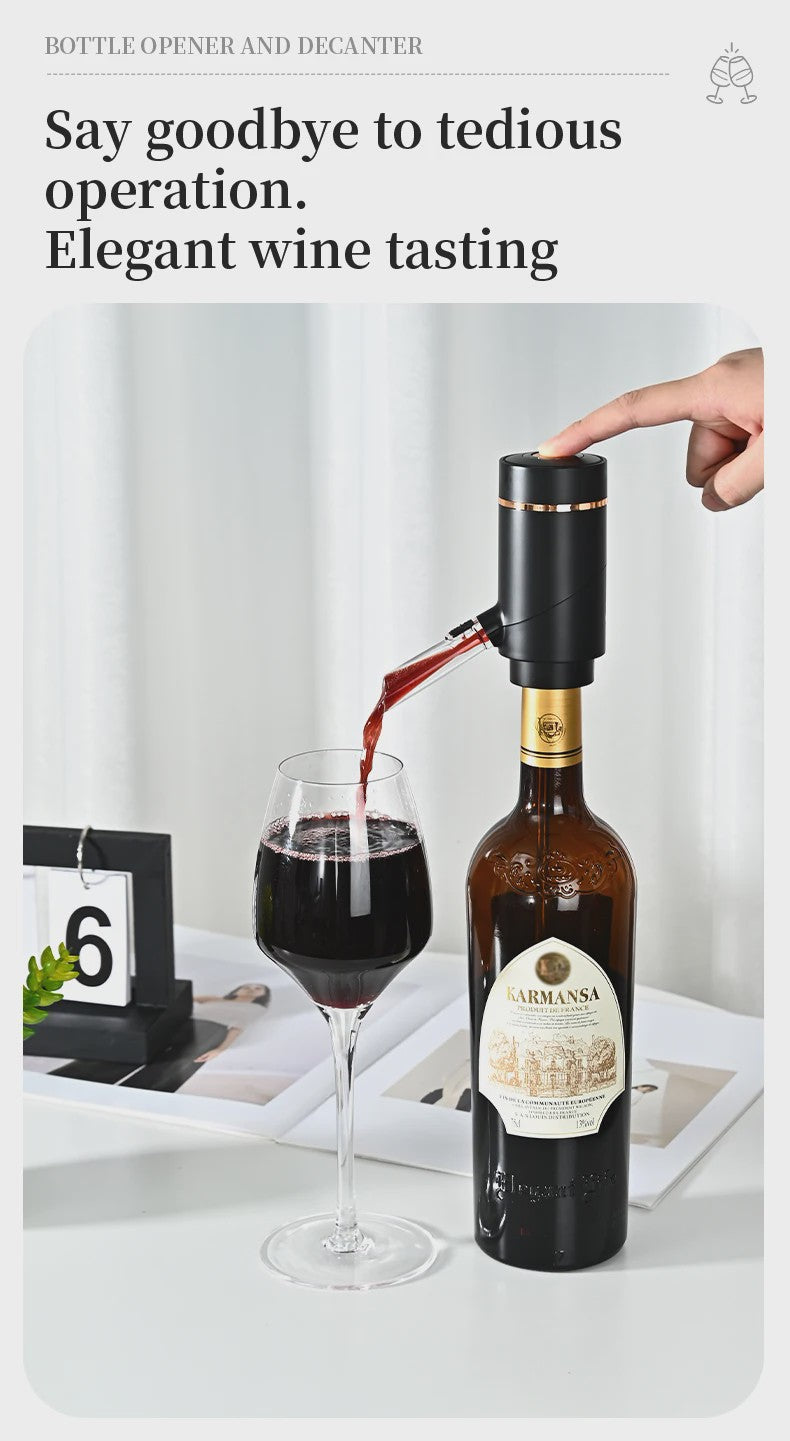 Elektrische Wijnopener en Decanteer Set - Automatische Vacuümpomp & Snelle Schenker