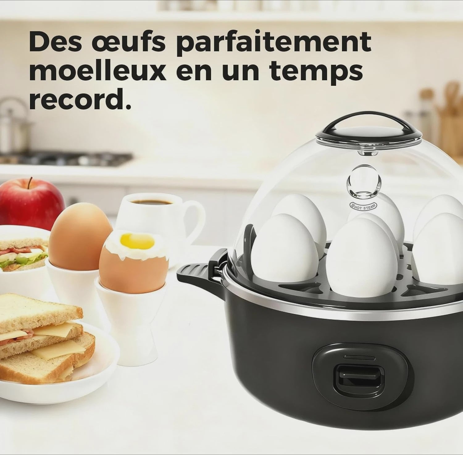 Multifunctionele Eierkoker voor 7 Eieren - Zacht, Medium, Hardgekookt & Omelet