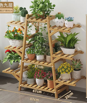 Houten Bloemenstandaard Multi-laags Balkon Plantenrek Woonkamer