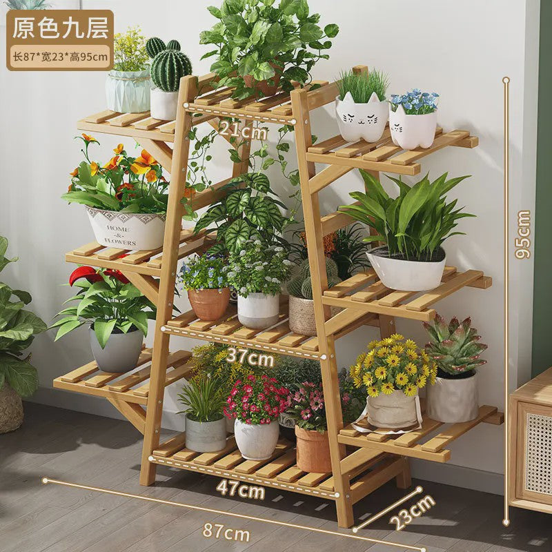 Houten Bloemenstandaard Multi-laags Balkon Plantenrek Woonkamer