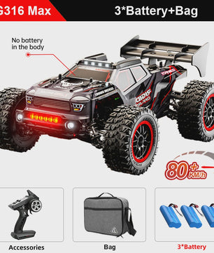 SG116 MAX RC Off-Road Monster Truck - 80KM/H Brushless Motor, 1:16 Schaal Drift Racewagen voor Kinderen