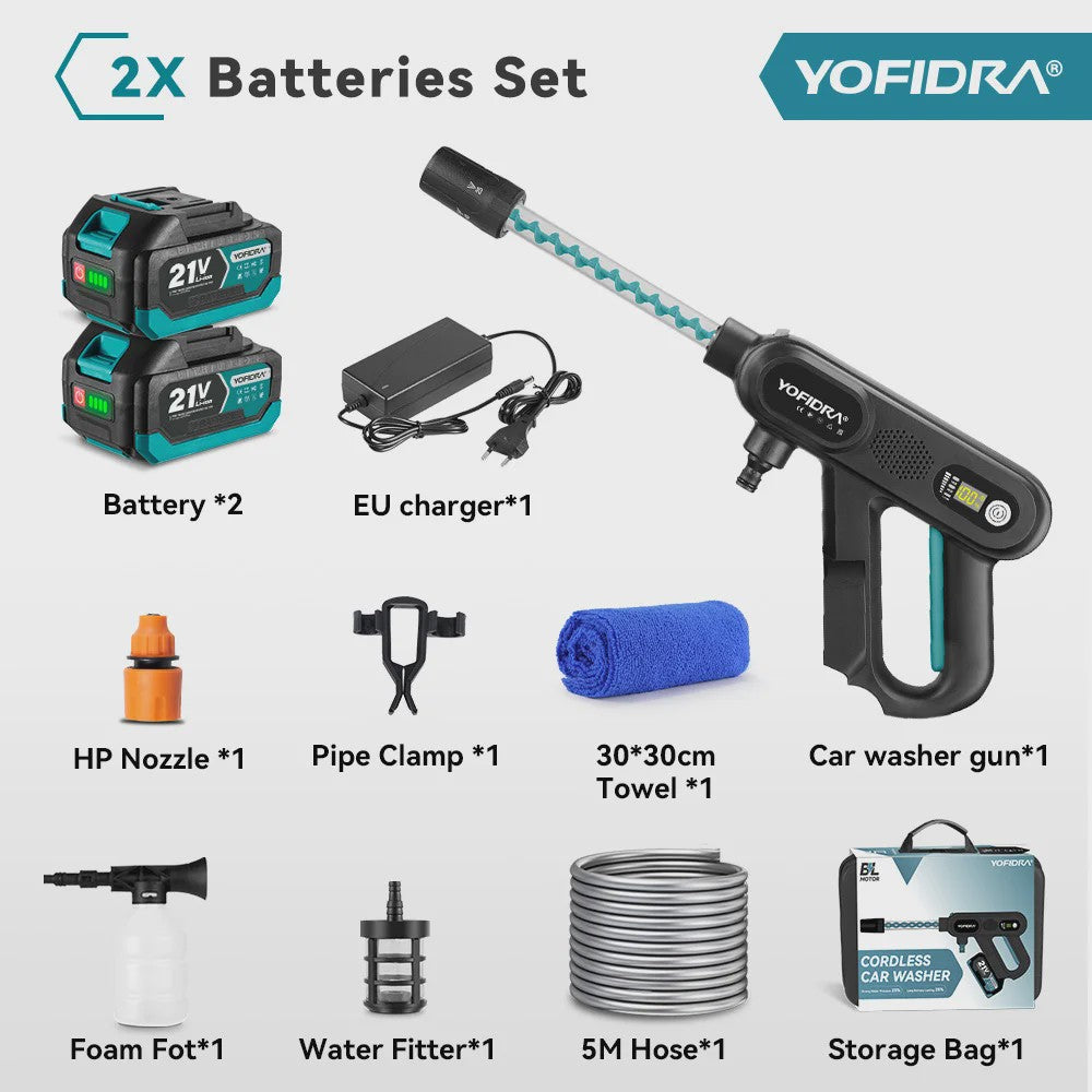 YOFIDRA 220Bar Accu Hogedruk Autowas Spuitpistool - Borstelloze Motor, 3 standen, voor Makita 21V Batterij
