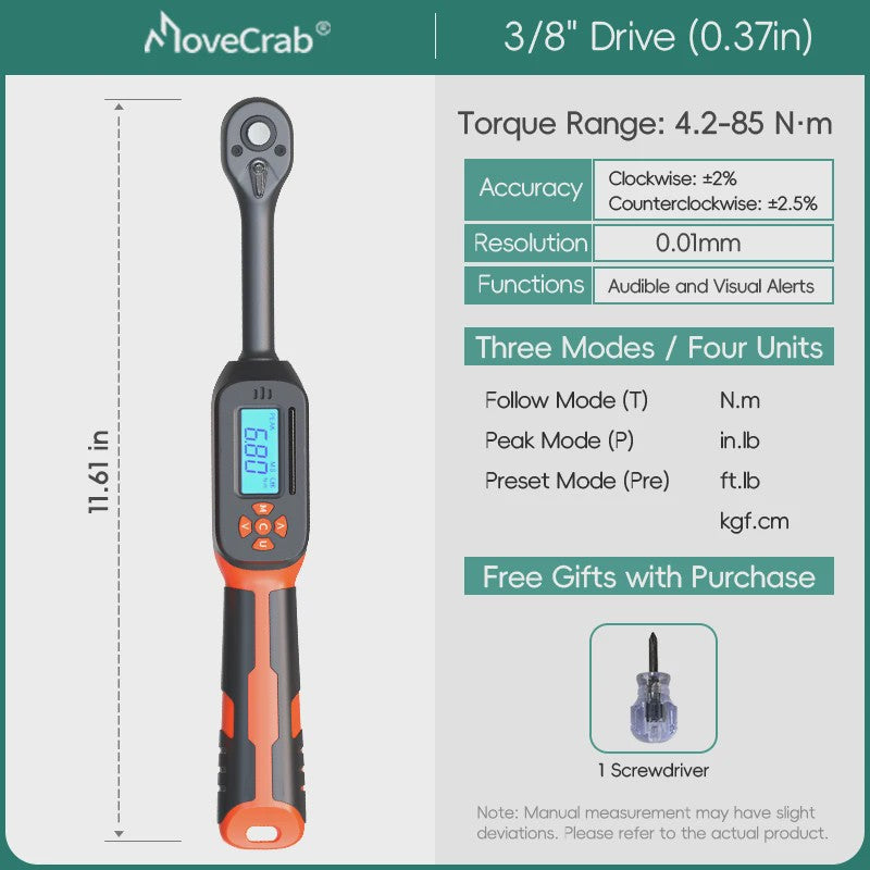 Digitale Momentsleutel MOVECRAB 1-340 Nm met LED/Zoemer Alarm & Hoge Precisie