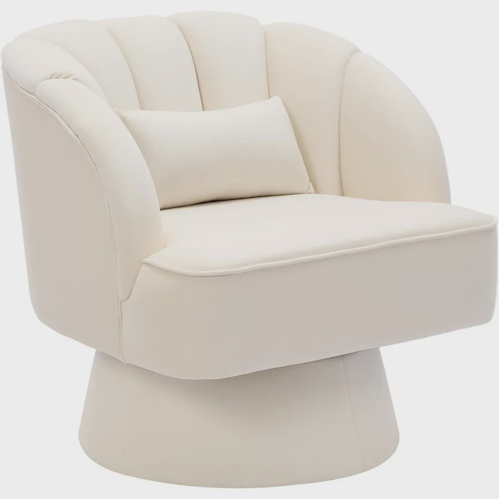 Draaibare Fluweel Lounge Fauteuil met 360° Rotatie - Comfortabele Leesstoel