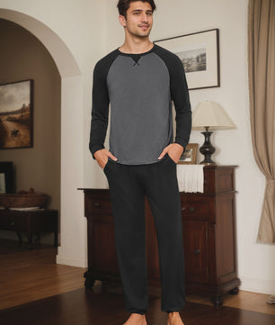 Herenset Katoenen Pyjama Lange Mouw - Comfortabel & Ademend Loungewear