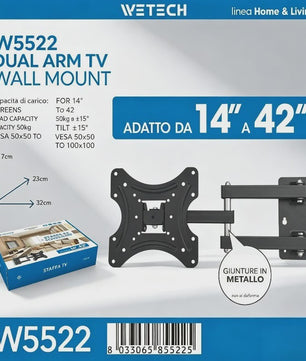 WETECH W5522 TV Wandsteun - Volledig Beweegbaar voor 14-42 Inch TV's, Max 50kg, VESA 50-100