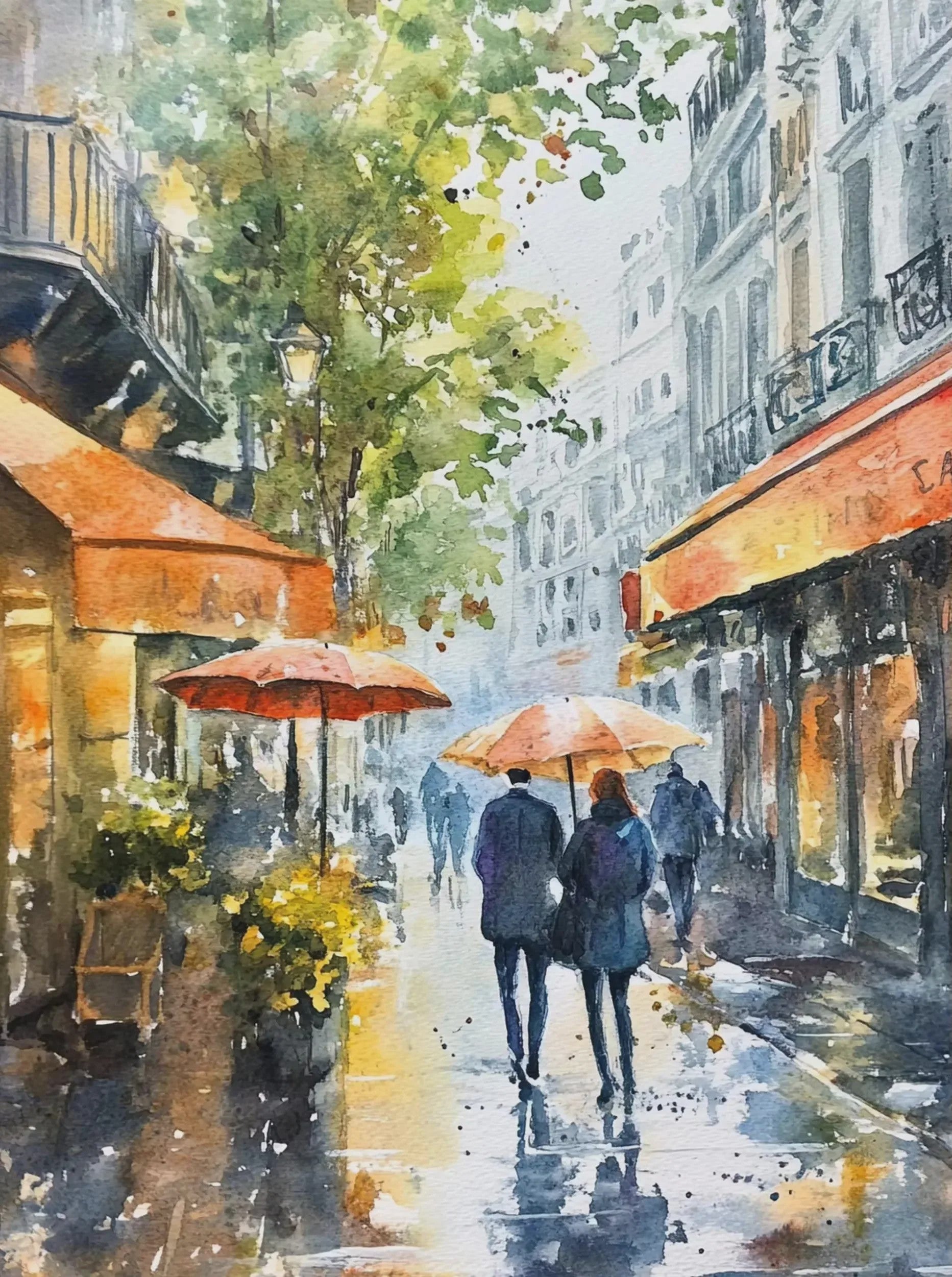 Franse Parijse Stadsgezichten Aquarel Kunst Posters Canvas Prints Wanddecoratie
