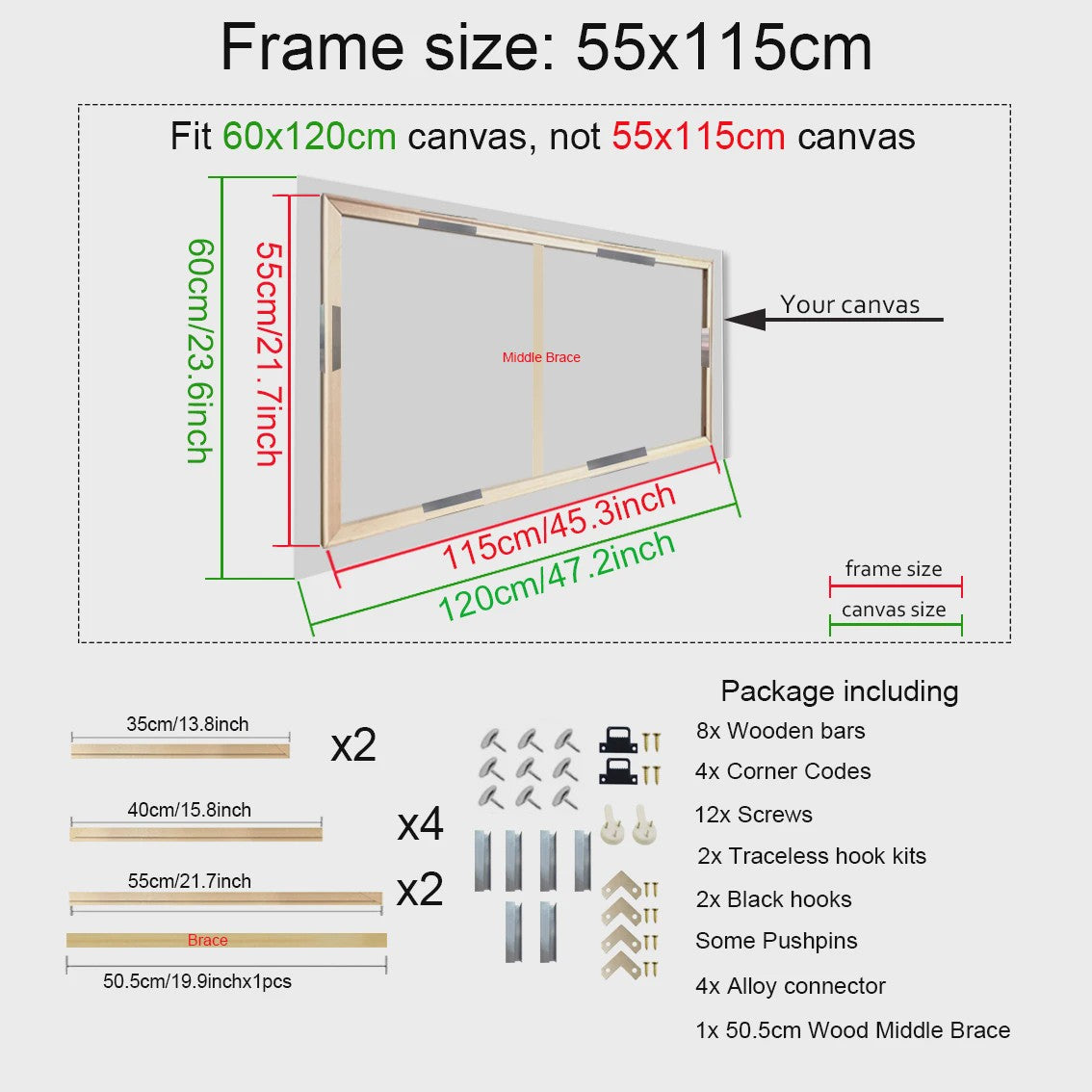 Houten Canvas Frame 35x55cm & 40x60cm - Perfect voor Schilderen & Posters