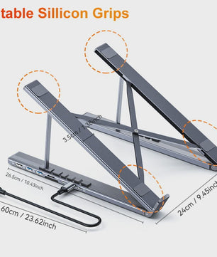 Verstelbare USB-C Laptop Stand met 7-in-1 Docking Station Hub