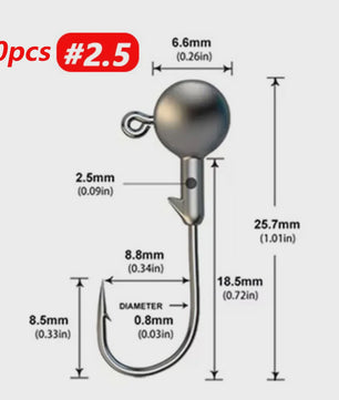 50-delige Set Jig Kop Haken voor Vissen | Diverse Gewichten (1g-5g)