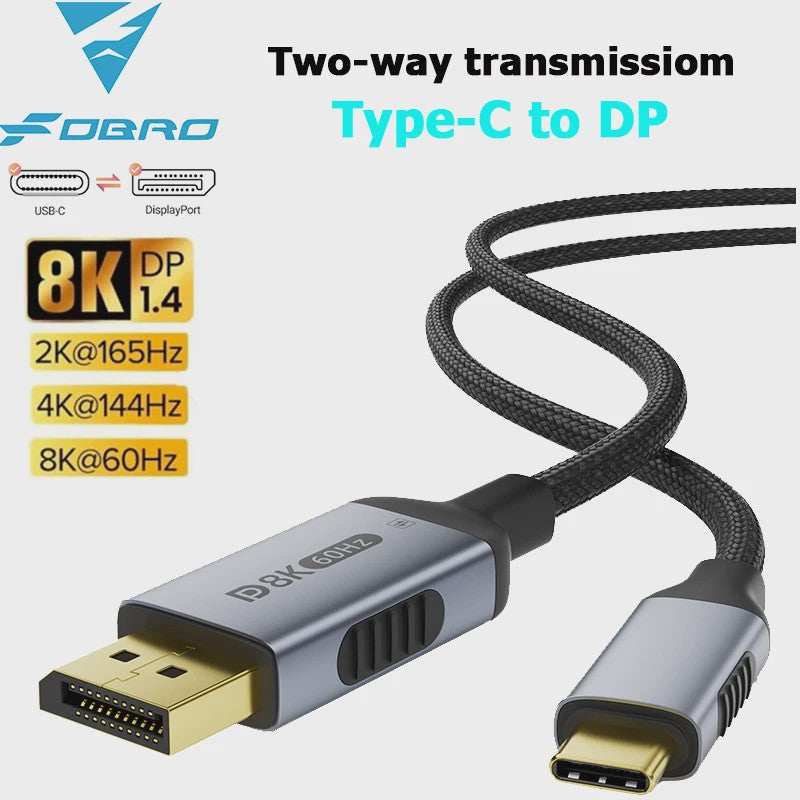 8K USB-C naar DisplayPort Kabel (DP 1.4) - 8K@60Hz, 4K@120Hz/240Hz - Bidirectioneel