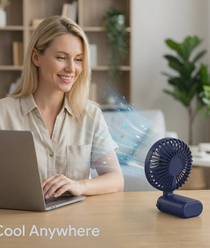 Draagbare USB Handventilator - Opvouwbaar, 3-in-1 Mini Bureauventilator met LED Display en 5 Snelheden