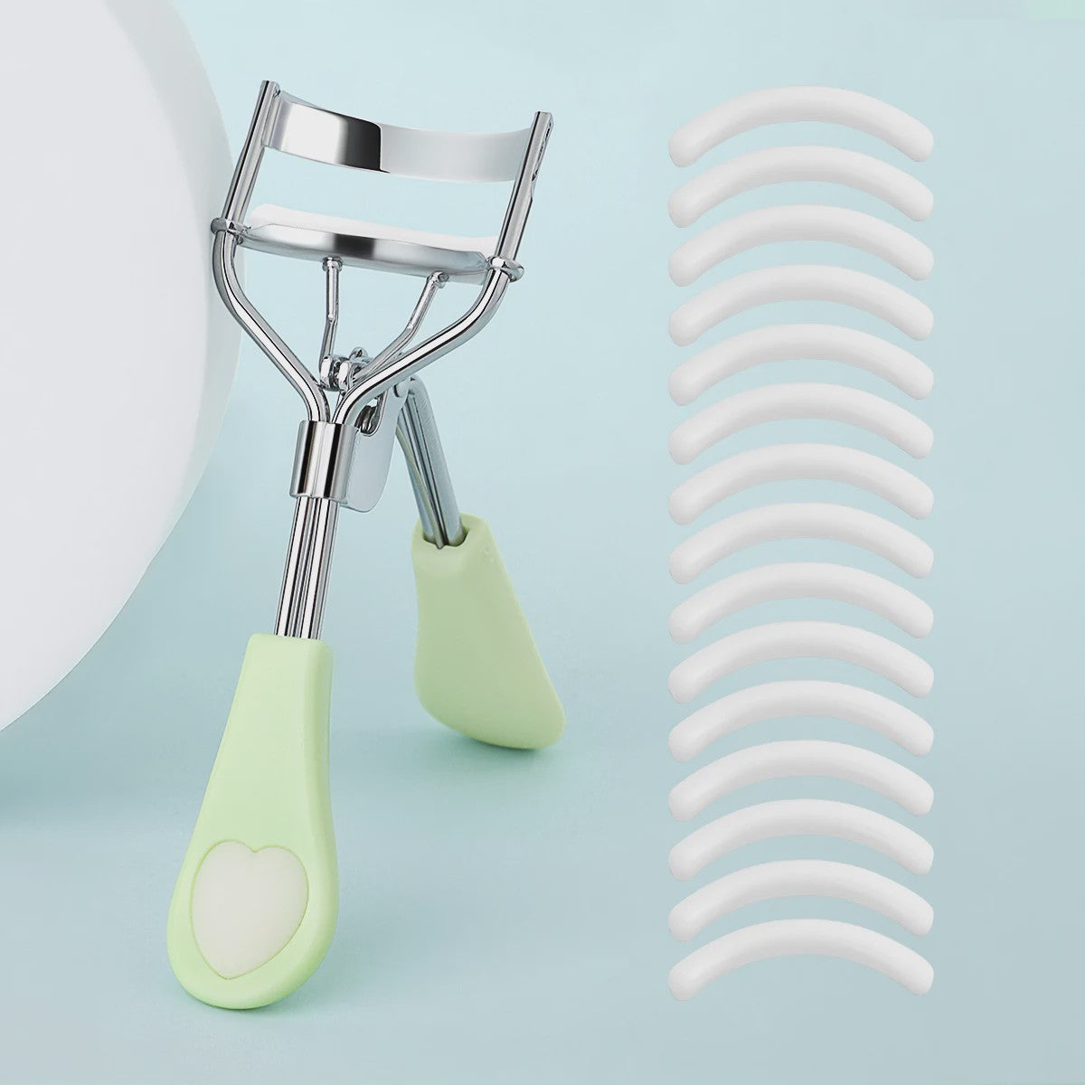 Draagbare Wimpertang met 15 Siliconen Pads - Roestvrij Staal Krultang voor Wimperextensions