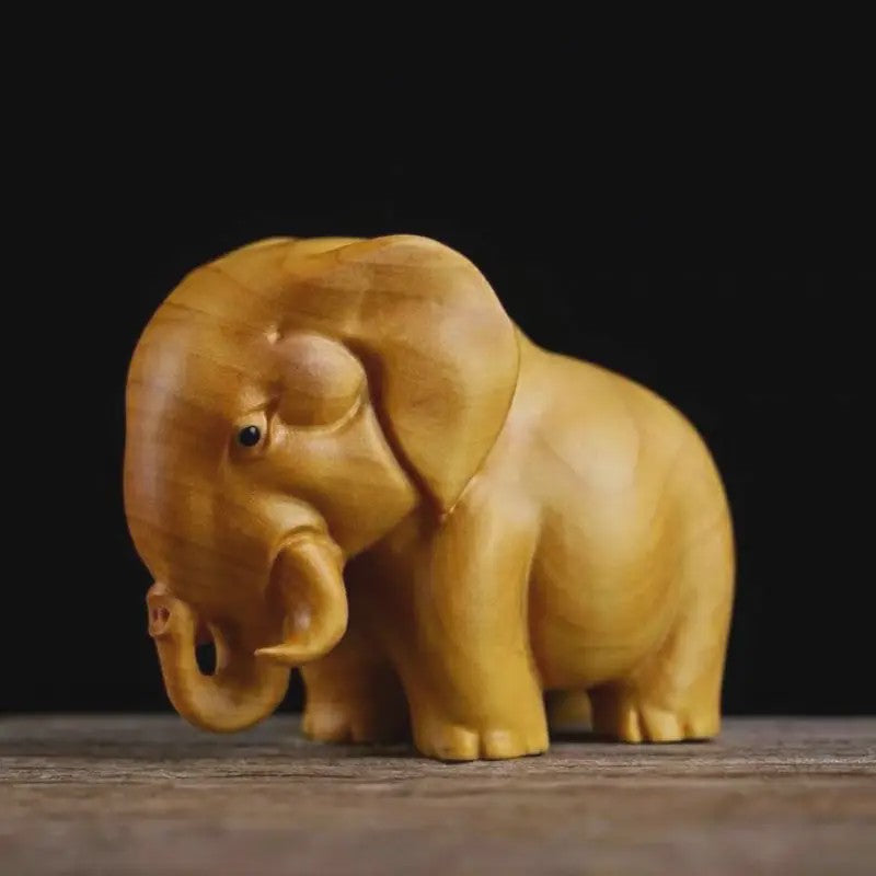 Houten Dieren Beeldjes: Neushoorn, Nijlpaard & Olifant - Handgesneden Decoratie