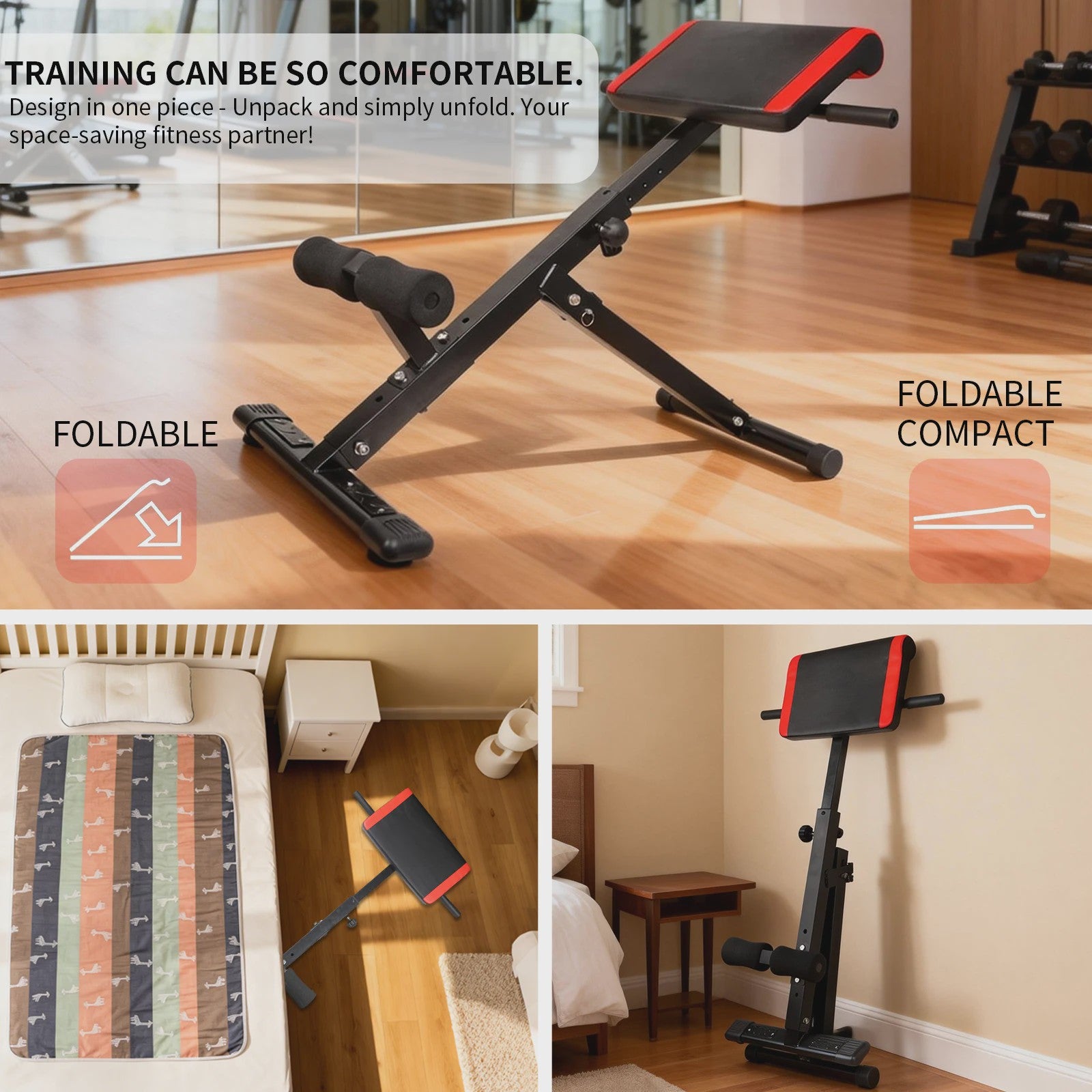 3-in-1 Multifunctionele Fitness Bank: Romeinse Stoel & Buiktrainer voor Full-Body Core Training
