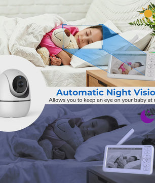 5 Inch Draadloze Babyfoon met PTZ Camera, Temperatuur, Nachtvisie & Tweeweg Audio