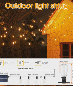 12m/9.5m ST38 Solar Tuinslingers met Afstandsbediening - Waterdicht & Dimbaar