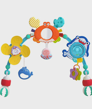 Multifunctionele Baby Activiteitenboog met Muziek & Speelgoed - Kinderwagen, Reiswieg, Autostoel