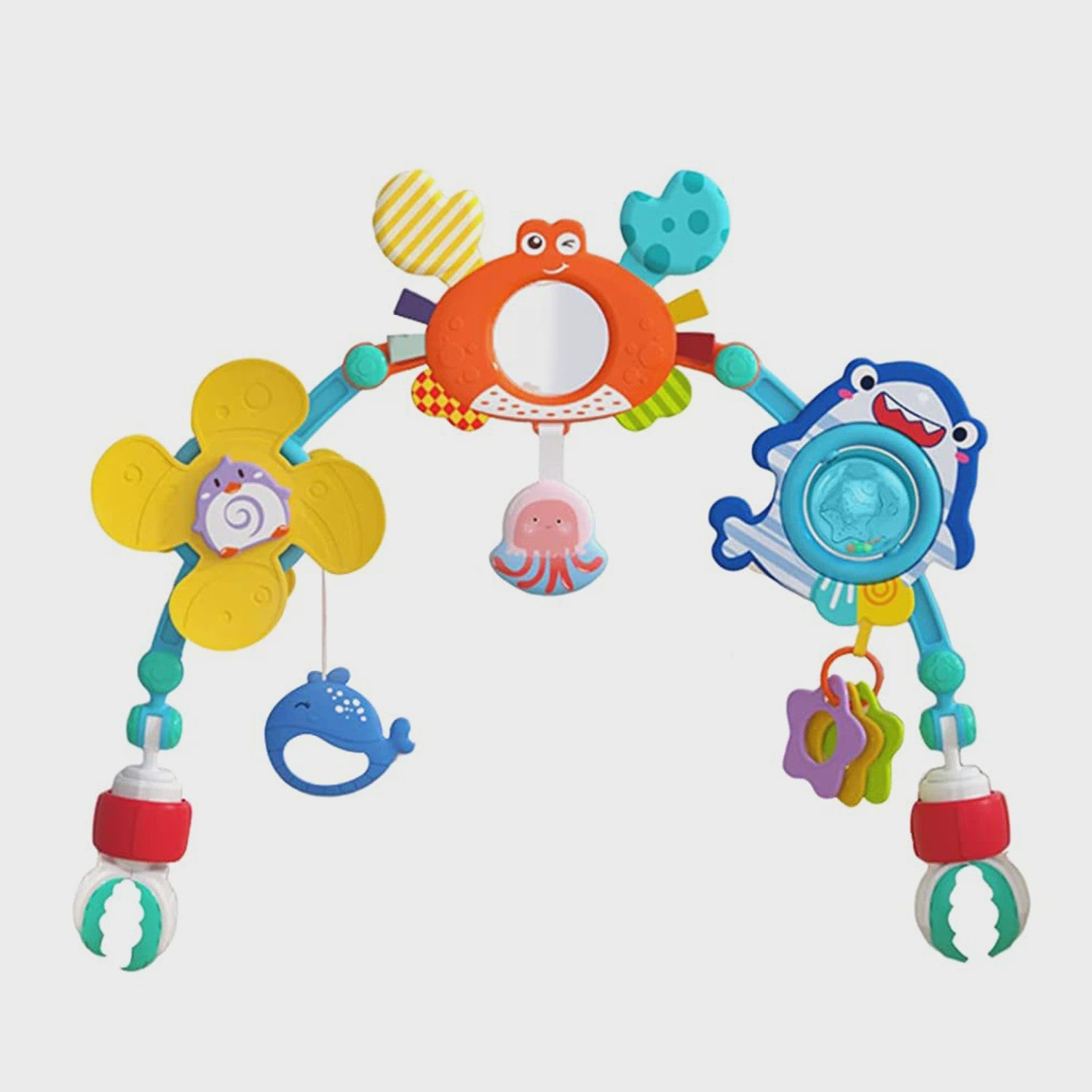 Multifunctionele Baby Activiteitenboog met Muziek & Speelgoed - Kinderwagen, Reiswieg, Autostoel