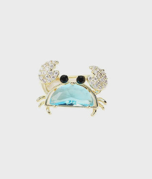 Unieke Krab Broche met Gekleurde Zirkonia - Stijlvol Dames Accessoire