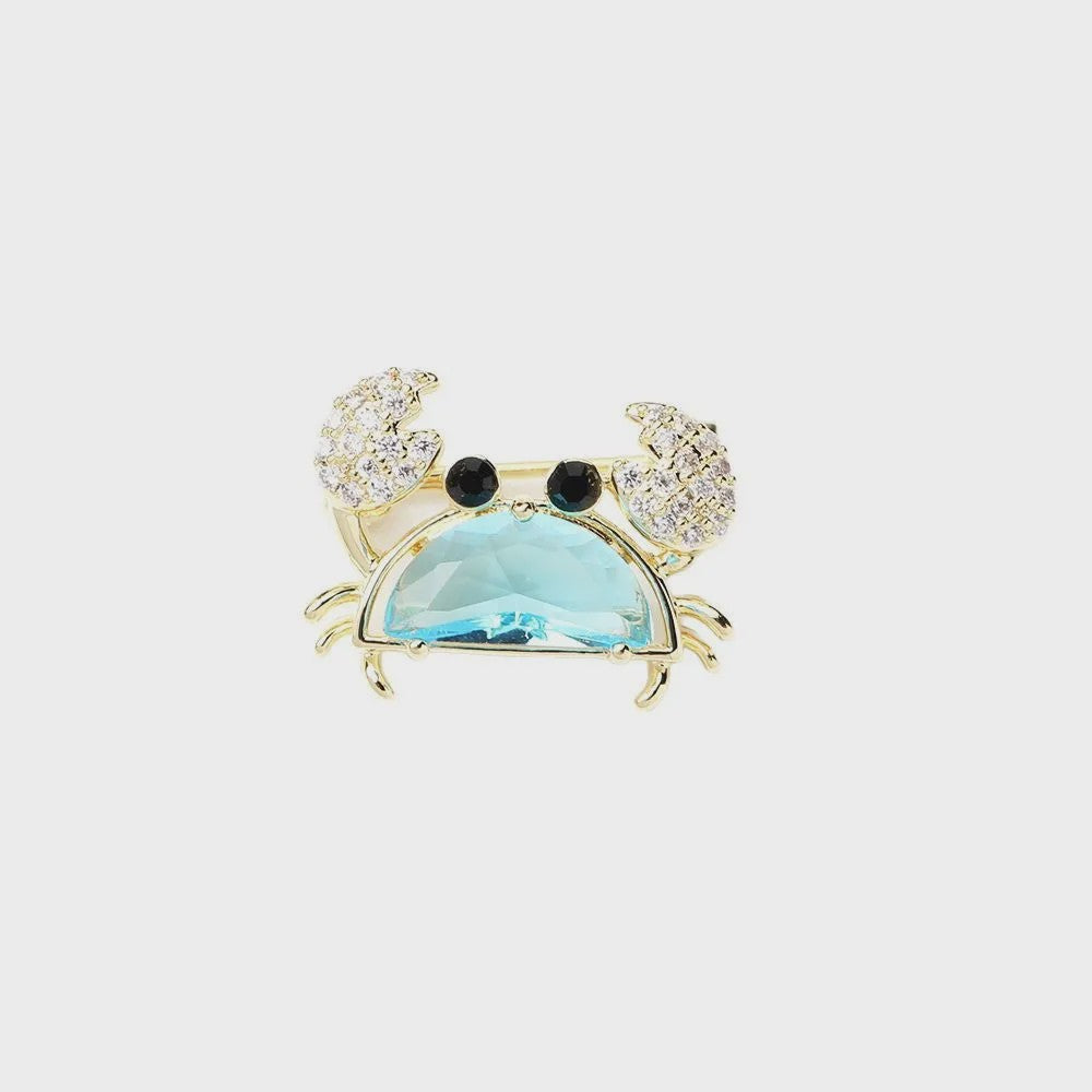 Unieke Krab Broche met Gekleurde Zirkonia - Stijlvol Dames Accessoire