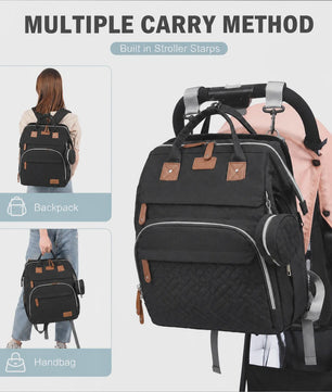 Multifunctionele Luiertas Rugzak met Babybedje, USB-poort en Aankleedkussen - Waterdicht