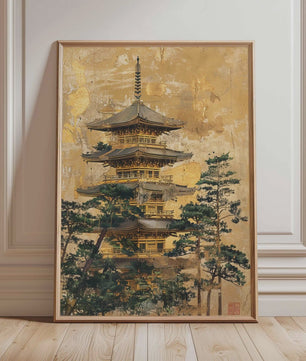 Japanse Kraanvogel Poster - Vintage Ukiyo-e Muurkunst met Rode Zon en Pijnboom