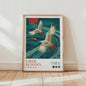 Japanse Kunst Poster: Yayoi Kusama Stijl Vliegende Kraanvogels & Koi Vissen