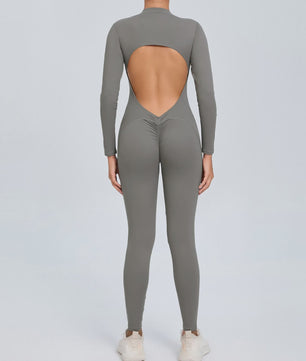 Dames Sport Jumpsuit met Lange Mouwen - Fitness & Gym Kleding - Zomer Sexy Stijl - Blauw