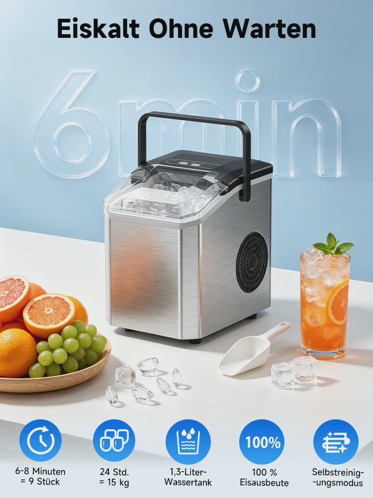 Bogseth Draagbare IJsmachine voor aanrecht - Snel ijs (6 min), 12kg/dag, Zelfreinigend, Compact