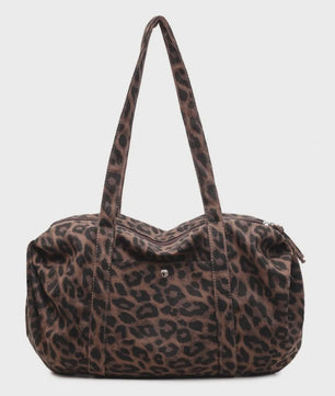 Ruime Canvas Schoudertas met Luipaardprint - Stijlvolle Tote Bag voor Dames