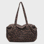 Ruime Canvas Schoudertas met Luipaardprint - Stijlvolle Tote Bag voor Dames