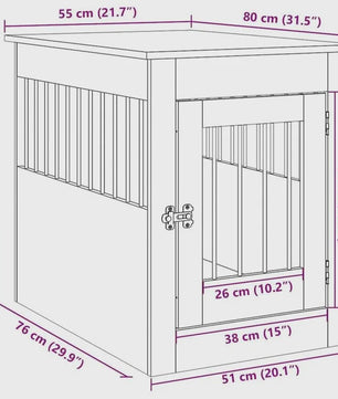 Hondenbench Meubel Zwart Eikenhout - Stijlvolle Hondenkennel & Bijzettafel voor Kleine tot Middelgrote Honden (55x80x68 cm)