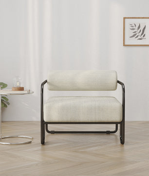 Moderne Corduroy Accent Chair met Zwart Metalen Frame - Stijlvolle Fauteuil voor de Woonkamer