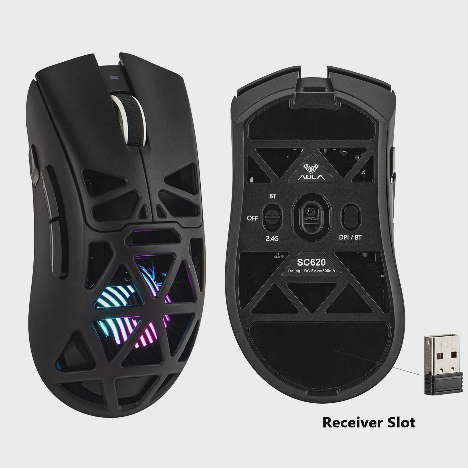 AULA SC620 Gaming Muis - Tri-Mode Connectiviteit (Wired/BT/2.4G), Lichtgewicht, 12000 DPI, PAW3311 Sensor