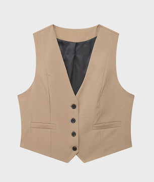 Chic Dames Vest - Vintage Mouwloos Single-Breasted Gilet voor een Stijlvolle Look