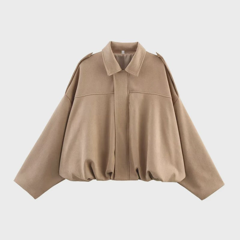 Dames Bomberjack met Omvouwbare Kraag - Vintage Stijl Losse Pasvorm