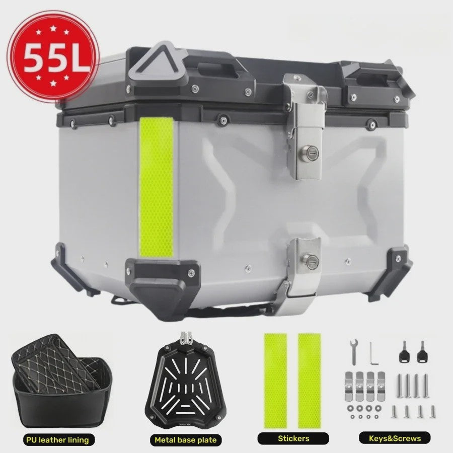 Waterdichte Aluminium Motor Topcase - 45L, 55L, 65L - Helmbox & Bagagebox