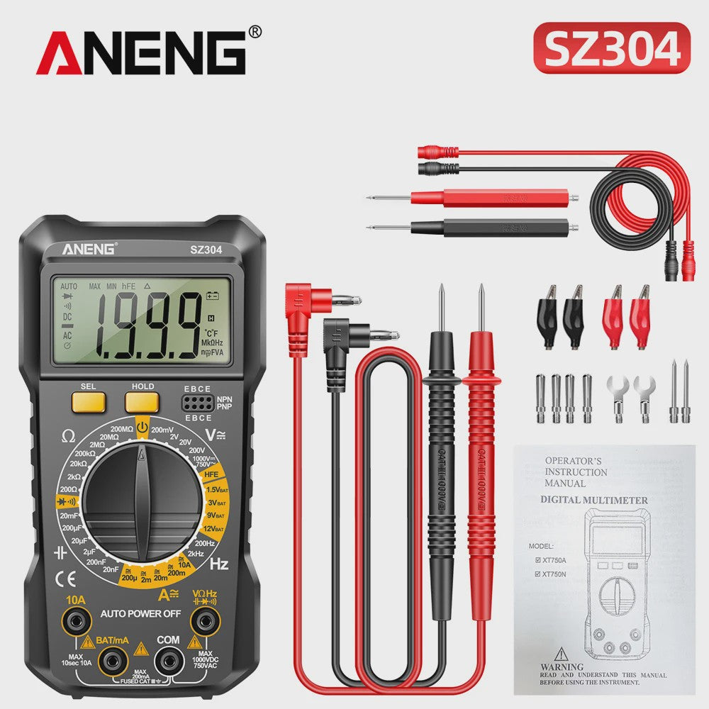 ANENG SZ304 Digitale Multimeter: Hoge Precisie AC/DC Spanning, Stroom, Weerstand & NCV Tester