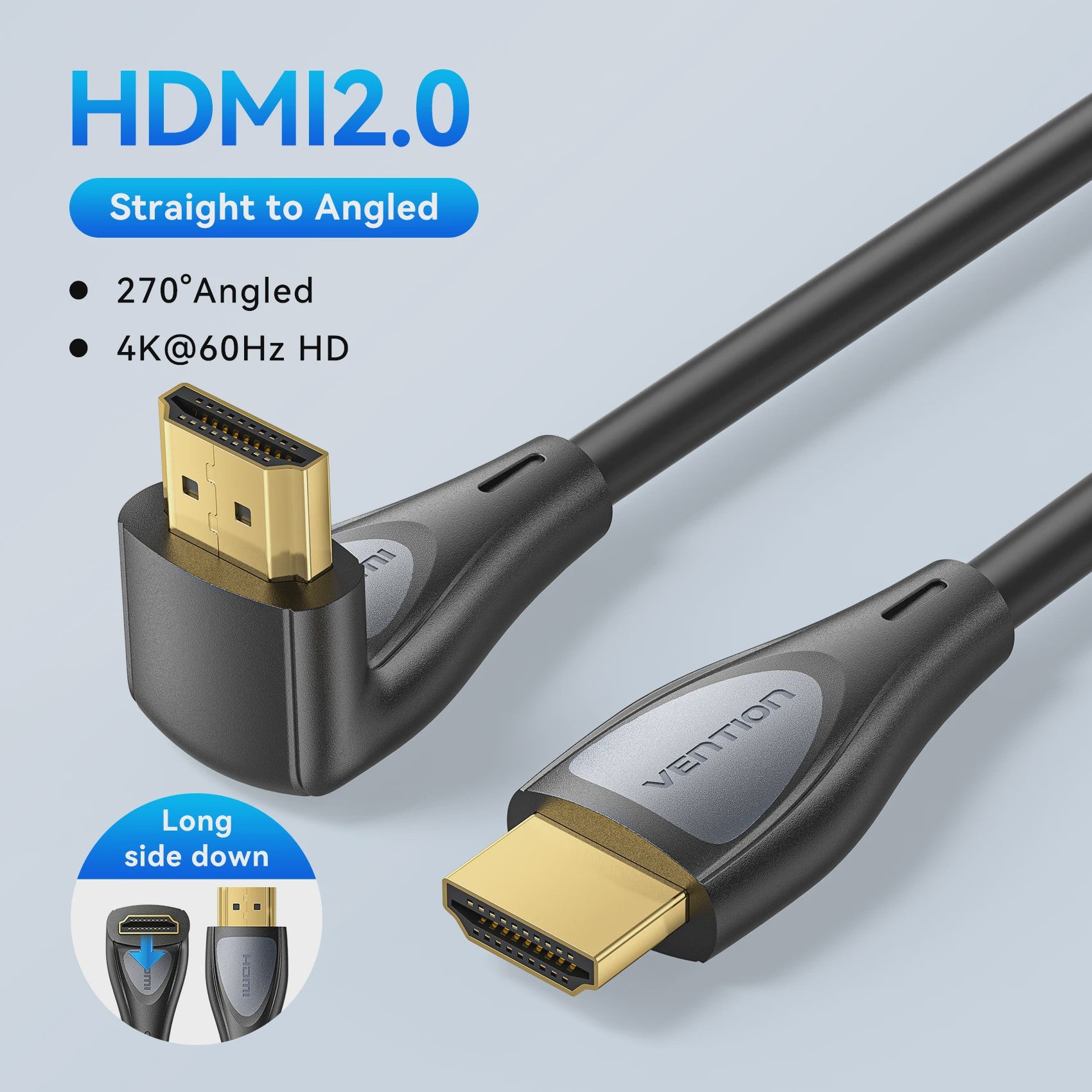 Vention 90° Hoek HDMI 2.0 Kabel - 4K@60Hz Ultra HD High-Speed voor TV, Monitor, Laptop, PS5, Xbox