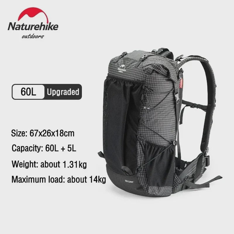 Naturehike 60+5L Wandelrugzak - Grote Capaciteit, Ergonomisch, Waterdicht