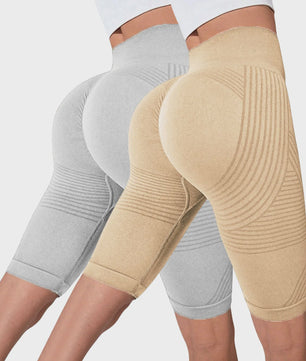 2-Pack Seamless High-Waisted Yoga Shorts met Push-Up Effect - Perfect voor Fitness & Training