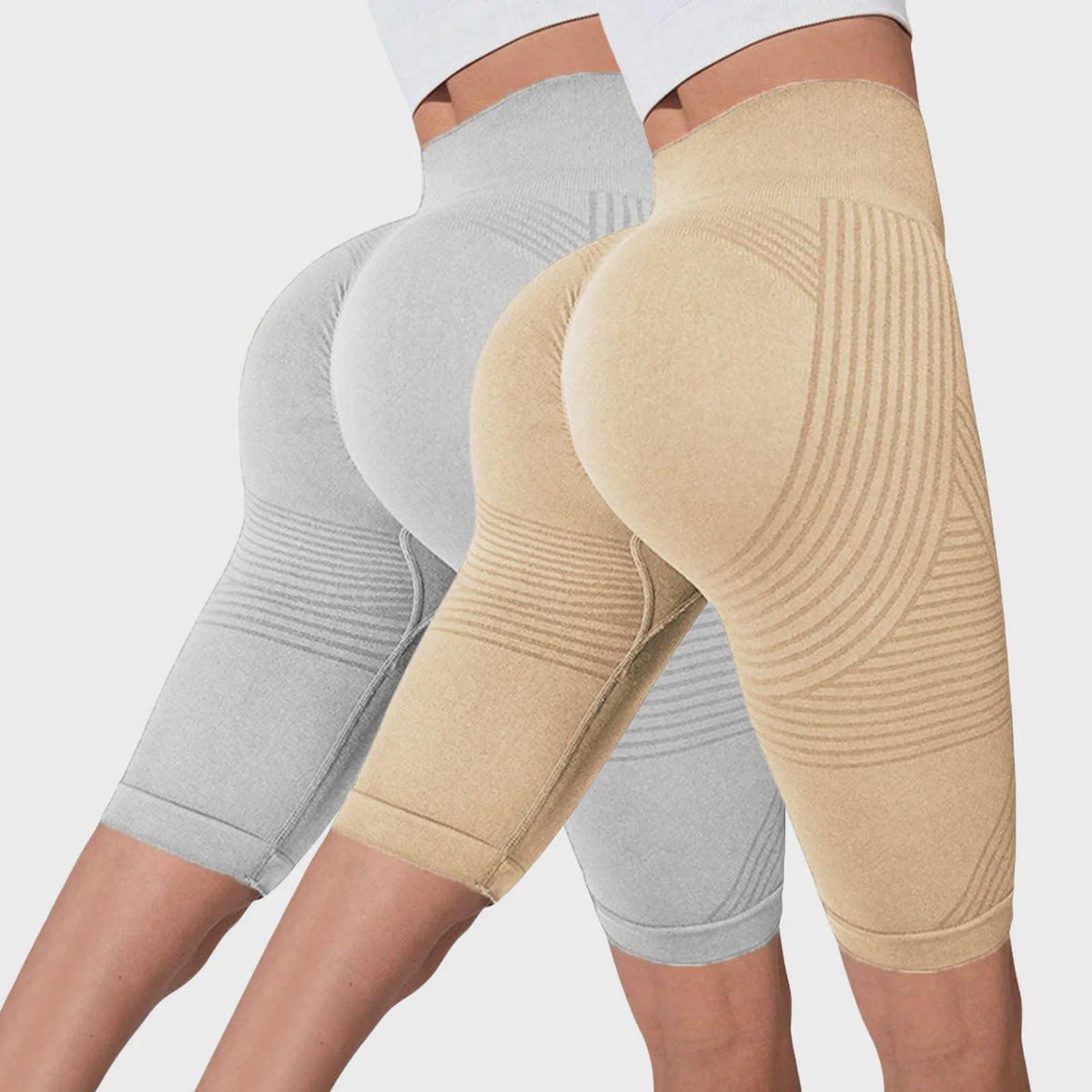 2-Pack Seamless High-Waisted Yoga Shorts met Push-Up Effect - Perfect voor Fitness & Training