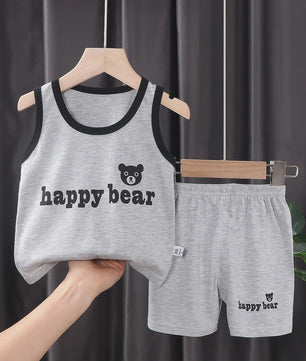 Zomer Set Kinderen: Katoenen Mouwloos Vest & Shorts met Leuke Prints