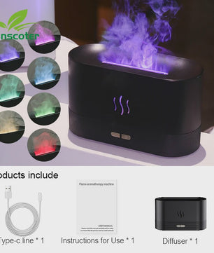 Vlam Effect Aroma Diffuser Luchtbevochtiger met LED Verlichting - Sfeervol & Rustgevend