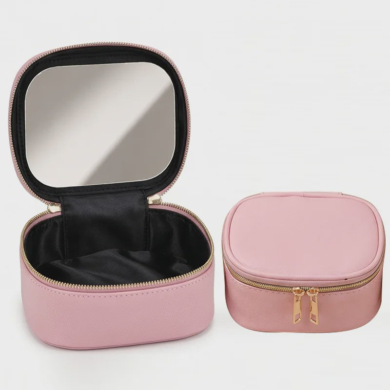 Draagbare Make-up Tas met Spiegel - Waterdicht & Compact